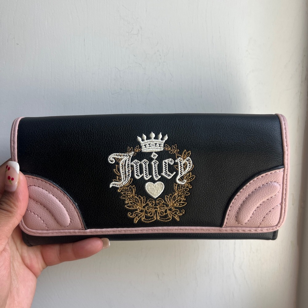 NWT Juicy Couture Large Flap Wallet Clutch Heritage‎ Crown Collection Liquorice